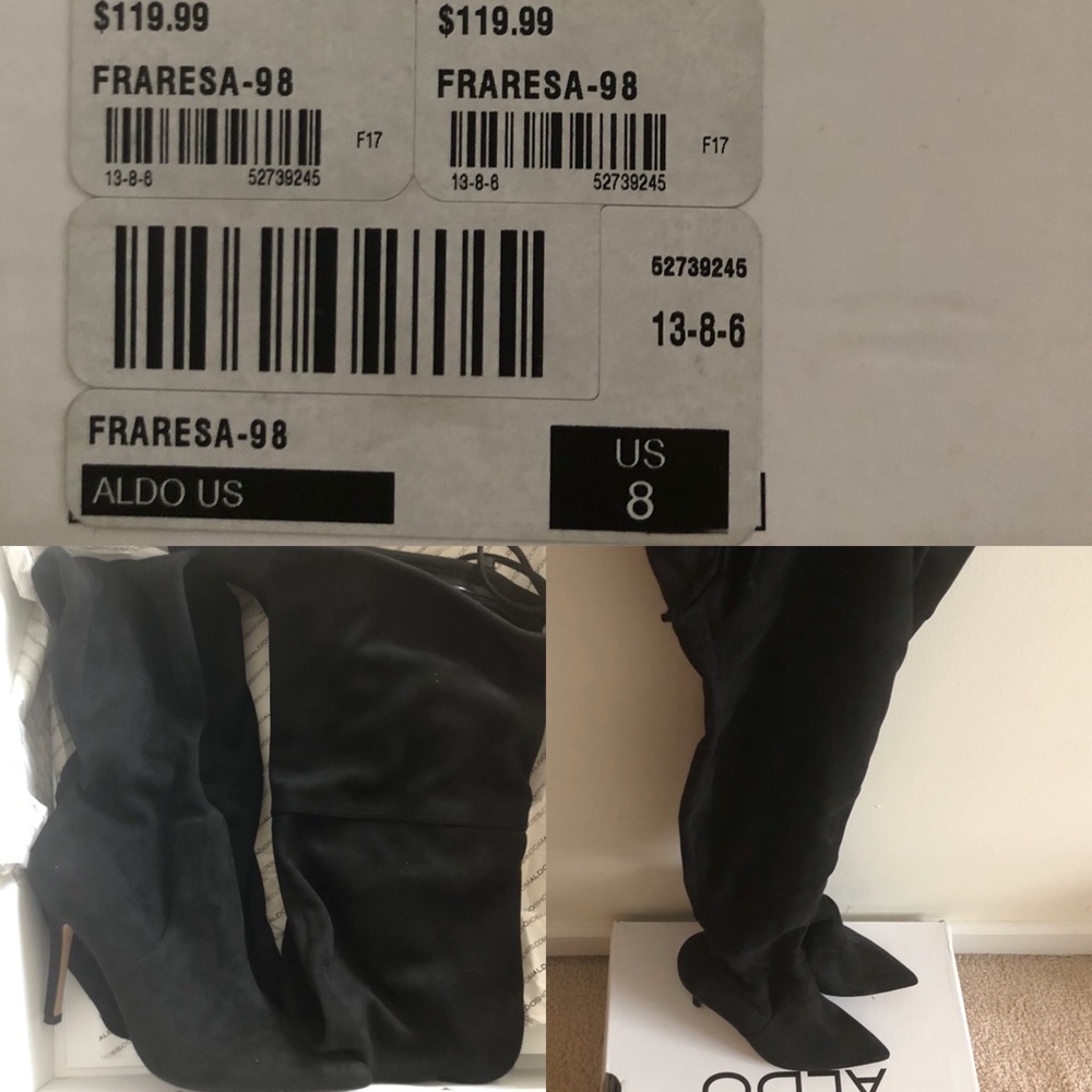 Size 8  Aldo Black Suede Knee High Boots.